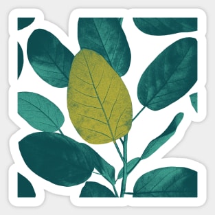 Summer tropical textural leaves print. Vibrant green exotic leaves. Summer leafy composition Sticker